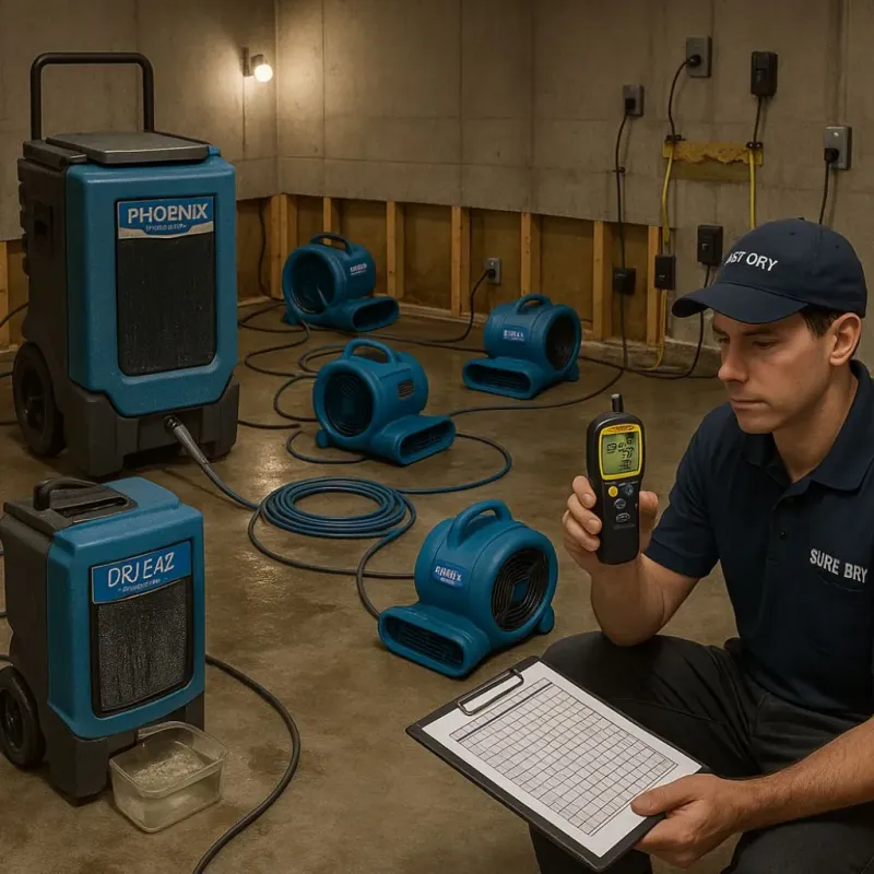Structural Drying and Dehumidification process in Chester Center, CT